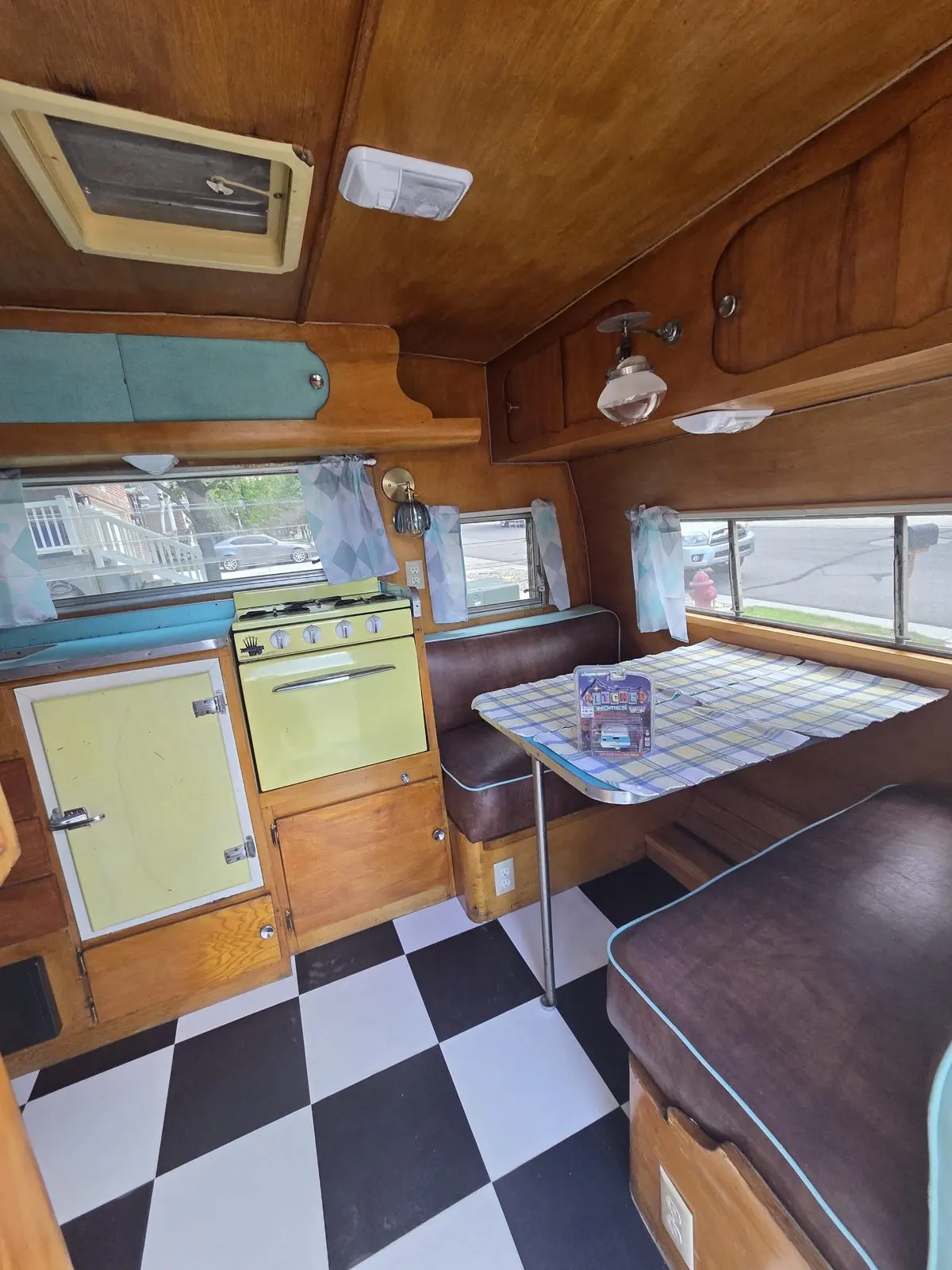 Refinished galley beside the dinette.