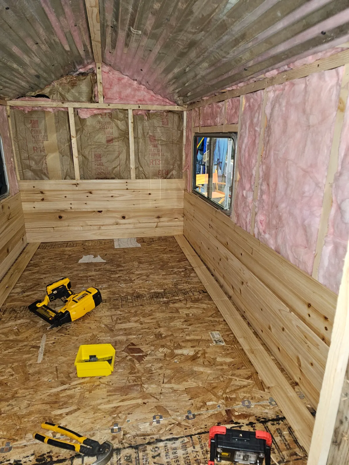 Interior construction alternate angle with pink insulation