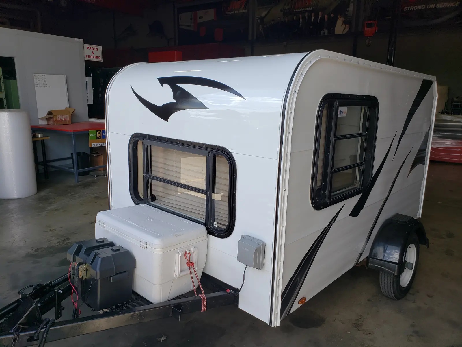 Tent trailer frame camping trailer exterior with door