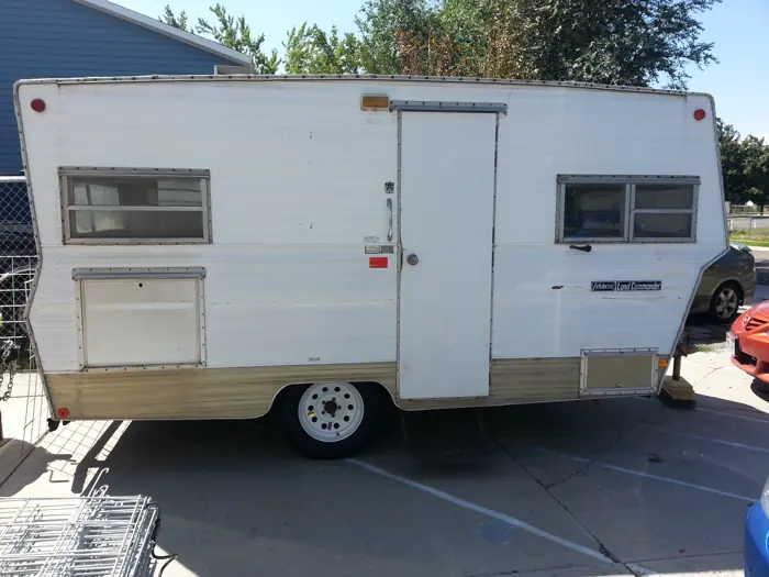 Camper exterior with the replacement wheels fitted.