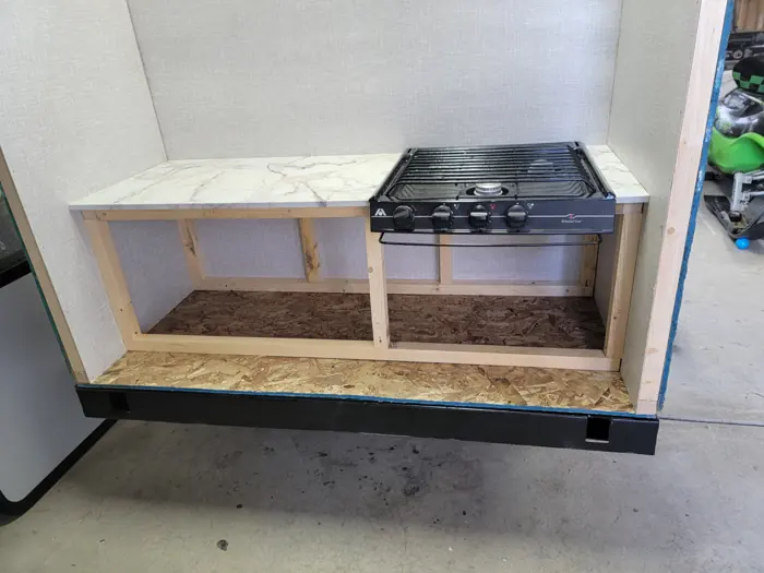 Sink and stove counter framing.