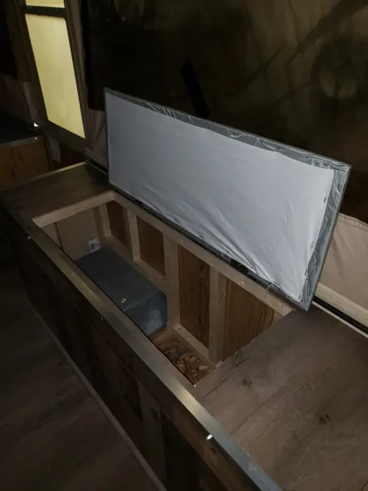 Open storage beneath the bench.